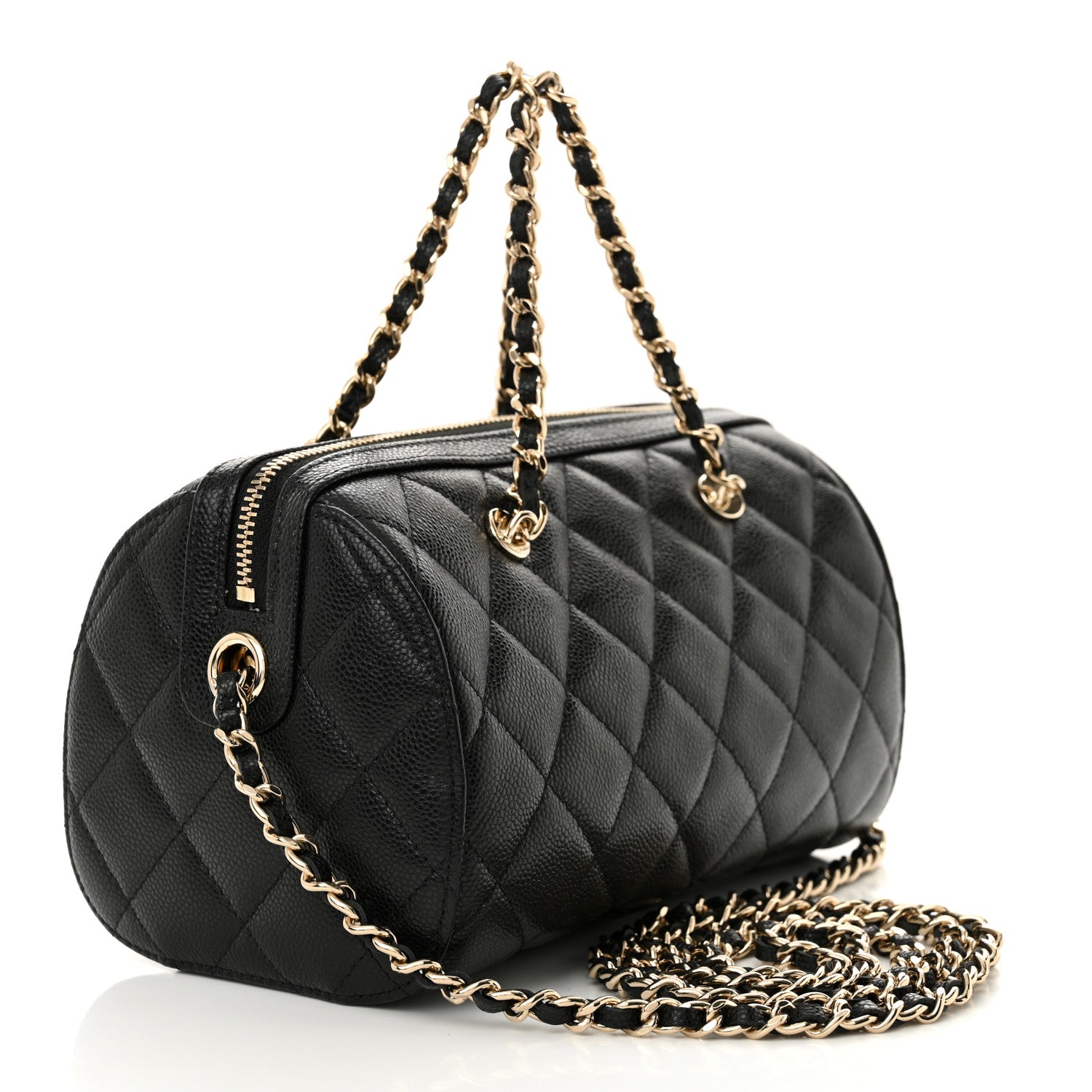 Chanel Caviar Quilted Barrel Clutch With Chain Black 3 of 11