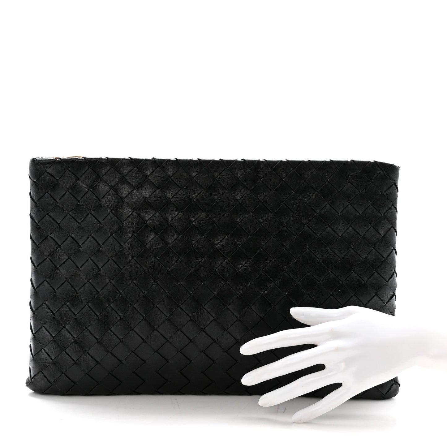 Nappa Intrecciato Large Flat Pouch Black