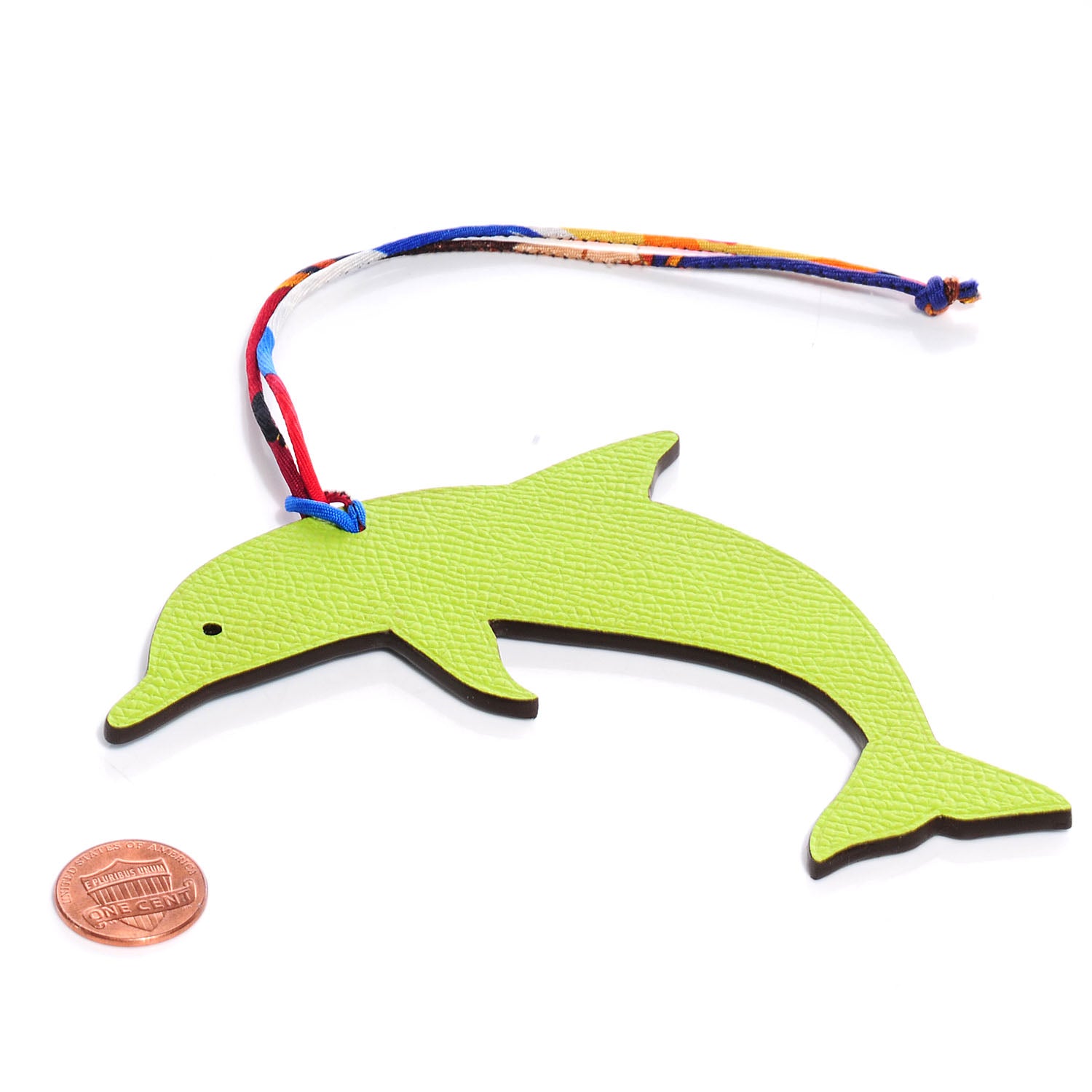 Hermes Togo Epsom Petit H Bag Charm Dolphin Bleu Izmir Vert Cru 2 of 4