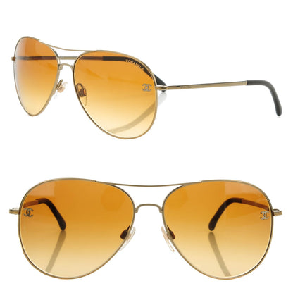 Chanel Aviator CC Sunglasses 4189-T-Q Gold 1 of 6