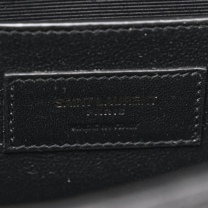 Saint Laurent Grain De Poudre Textured Mixed Matelasse Triquilt Small Monogram Monochrome Satchel Black 6 of 12