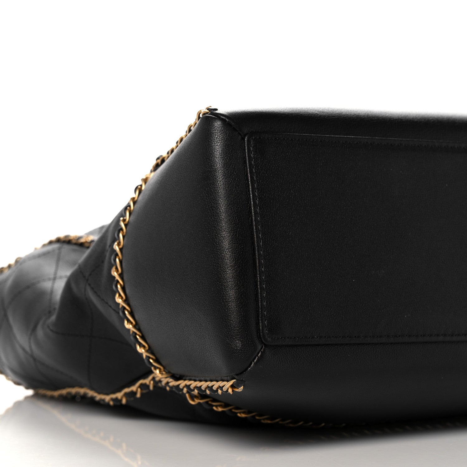 Chanel Calfskin Quilted Chain Lines Shopping Tote Black 9 of 10