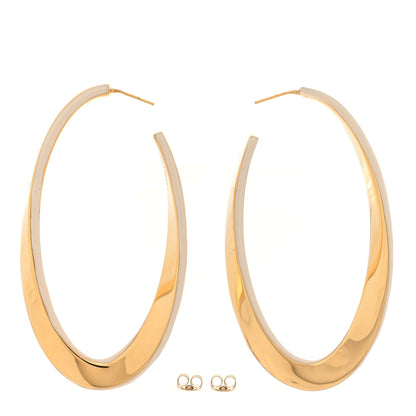Saint Laurent Metal Enamel Large Oval Hoop Earrings White Gold 3 of 4
