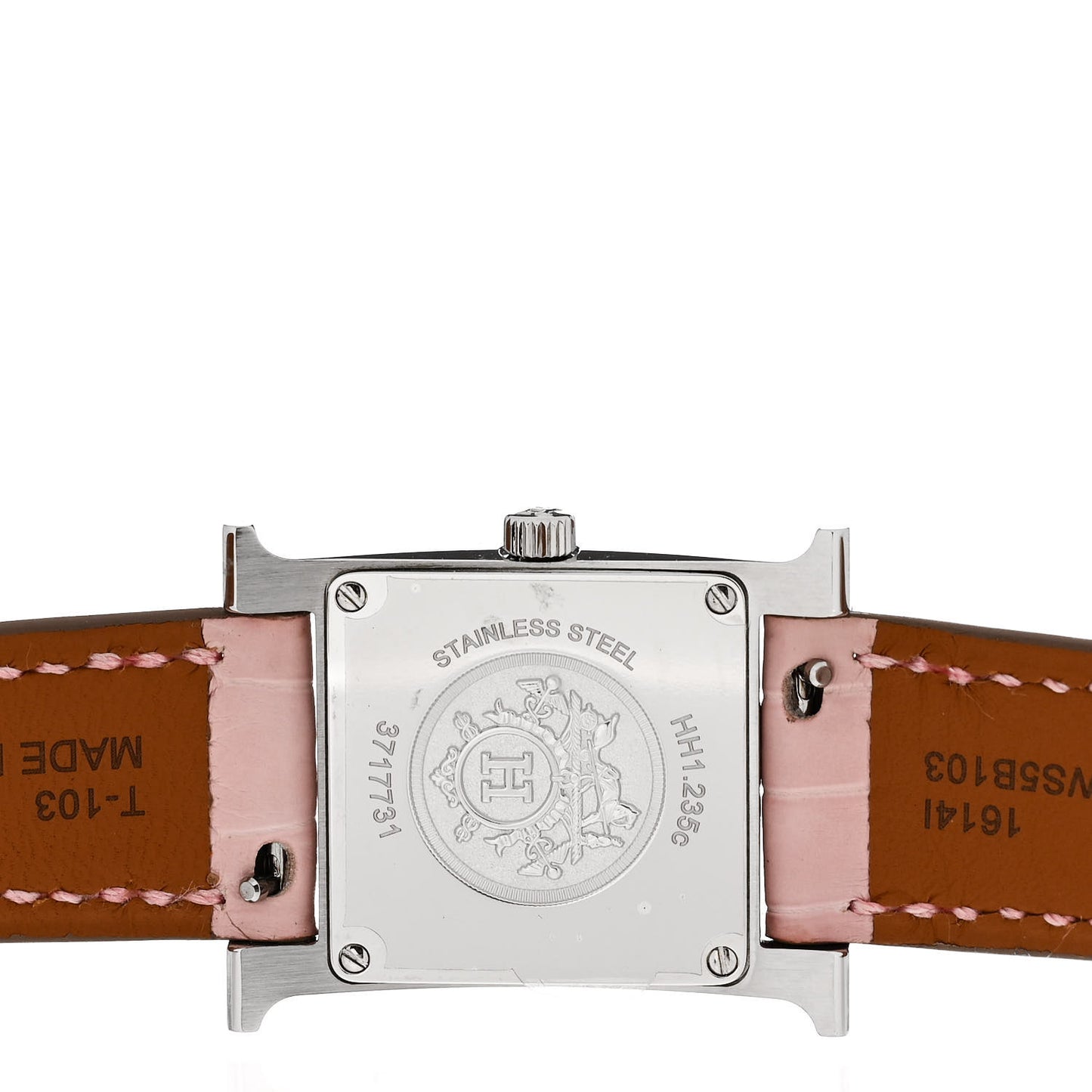 Stainless Steel Alligator Diamond Bezel Mother of Pearl 21mm Heure H Hour Quartz Watch Rose Pale
