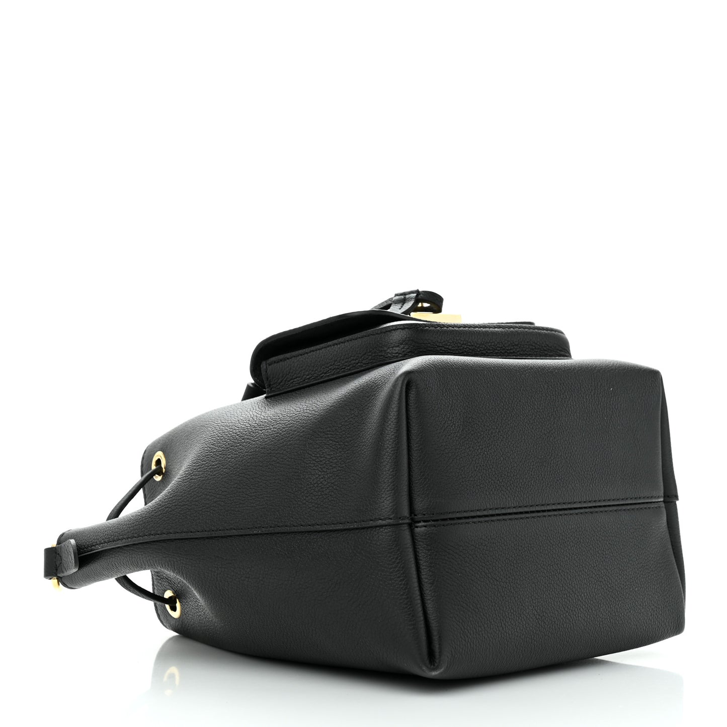Calfskin Lockme Bucket MM Black