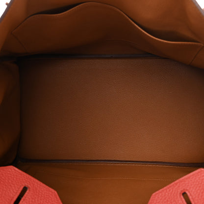 Hermes Taurillon Clemence Arlequin Birkin 35 Orange Sanguine Gold Bleu Lin Bleu Hydra Etain 5 of 14