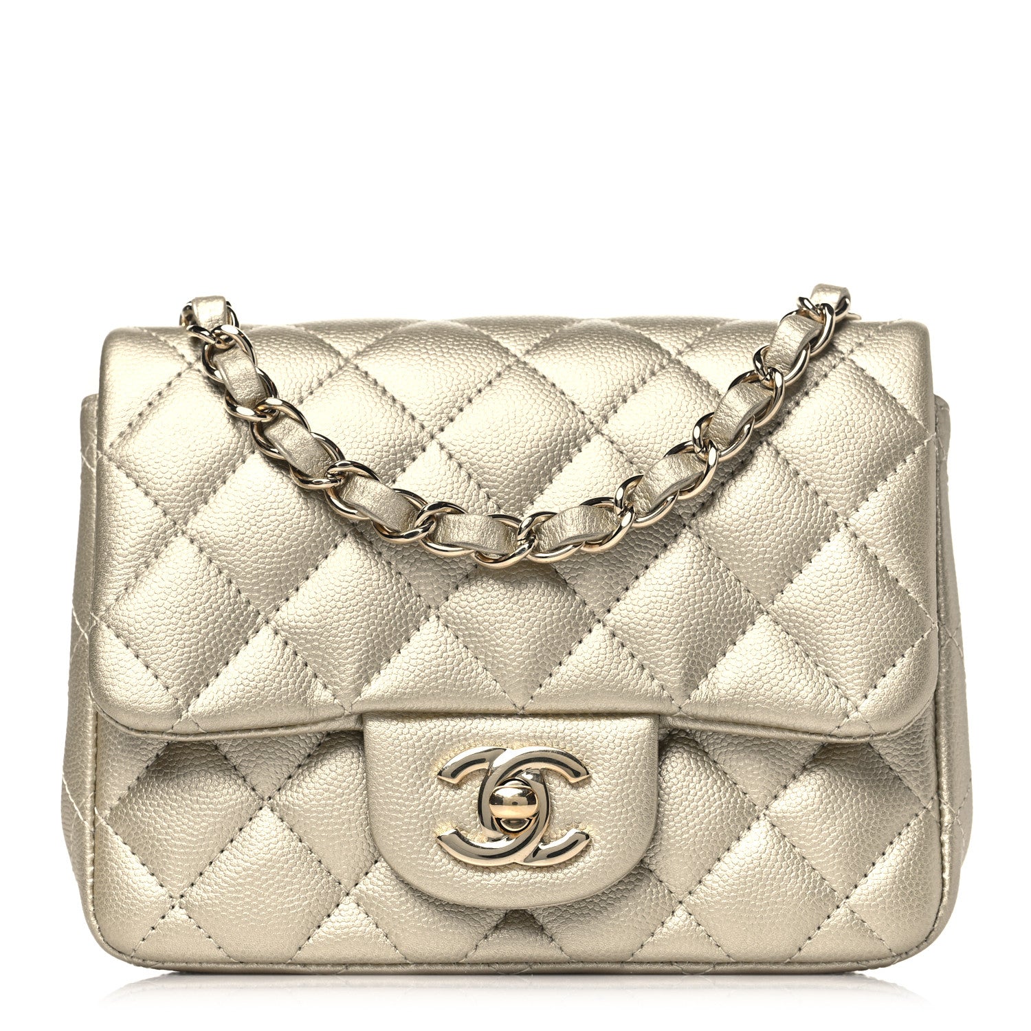 Chanel Metallic Caviar Quilted Mini Square Flap Light Gold 1 of 11