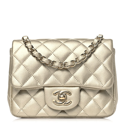 Chanel Metallic Caviar Quilted Mini Square Flap Light Gold 1 of 11