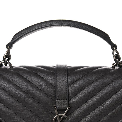 Saint Laurent Sheepskin Matelasse Chevron Monogram Medium College Bag Asphalt 11 of 14