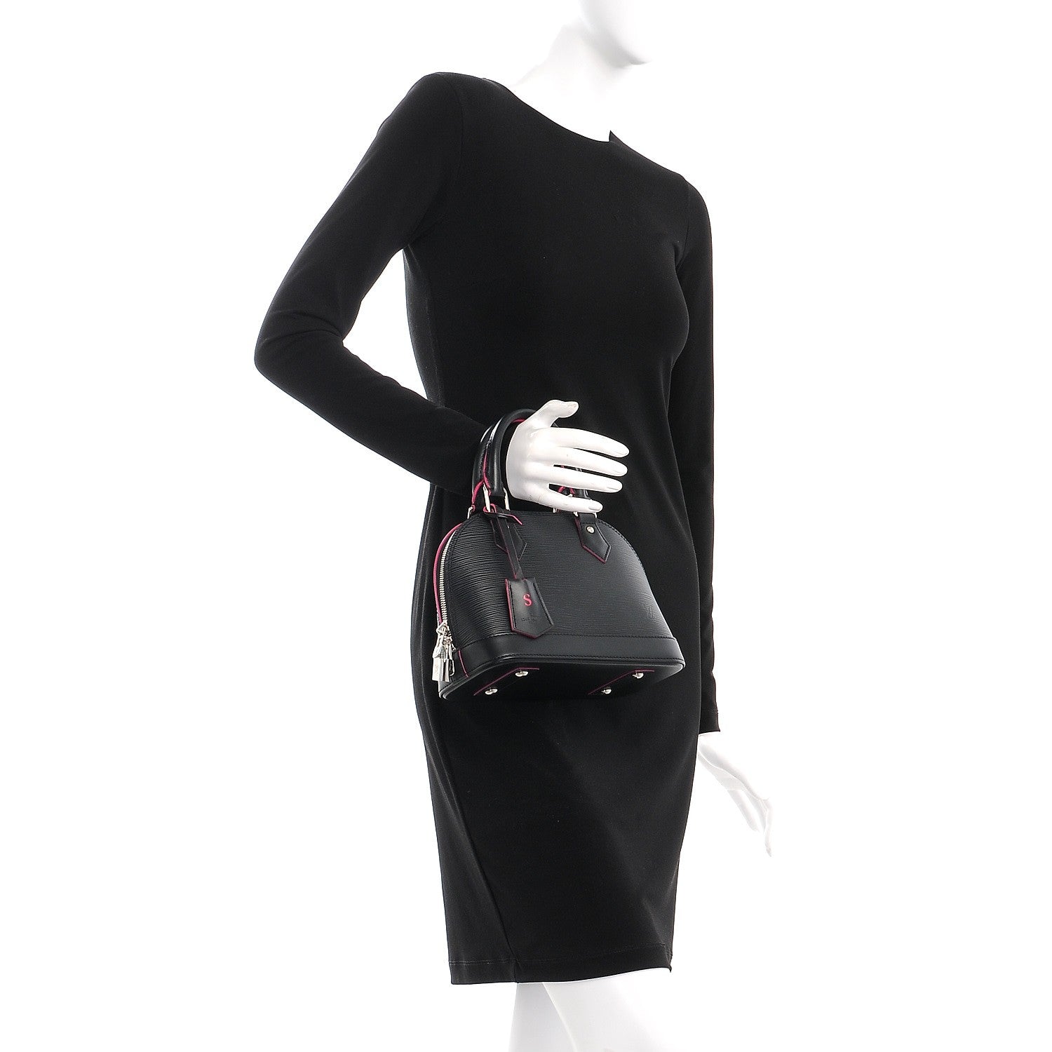 Louis Vuitton Epi Alma BB Black Hot Pink 3 of 10