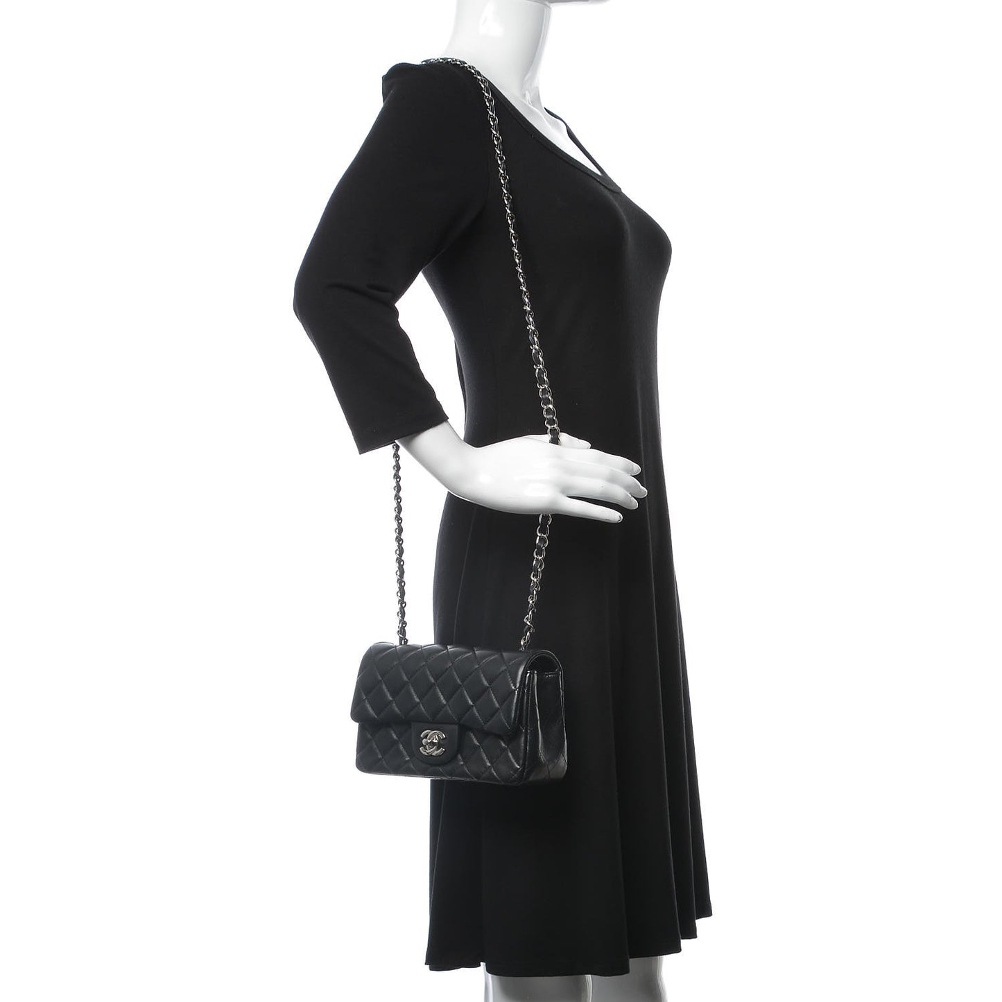 Lambskin Quilted Mini Rectangular Flap Black