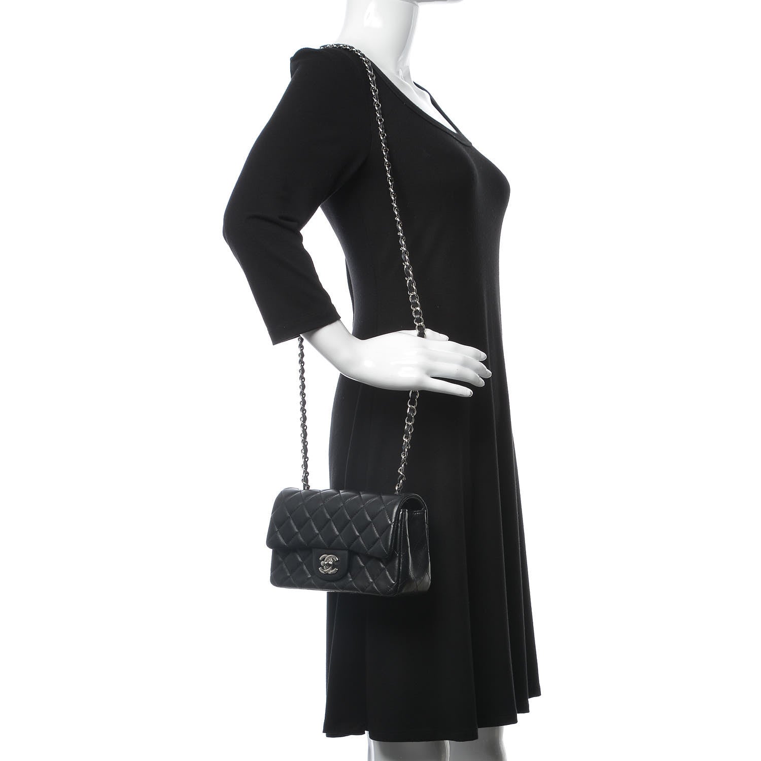 Chanel Lambskin Quilted Mini Rectangular Flap Black 2 of 9