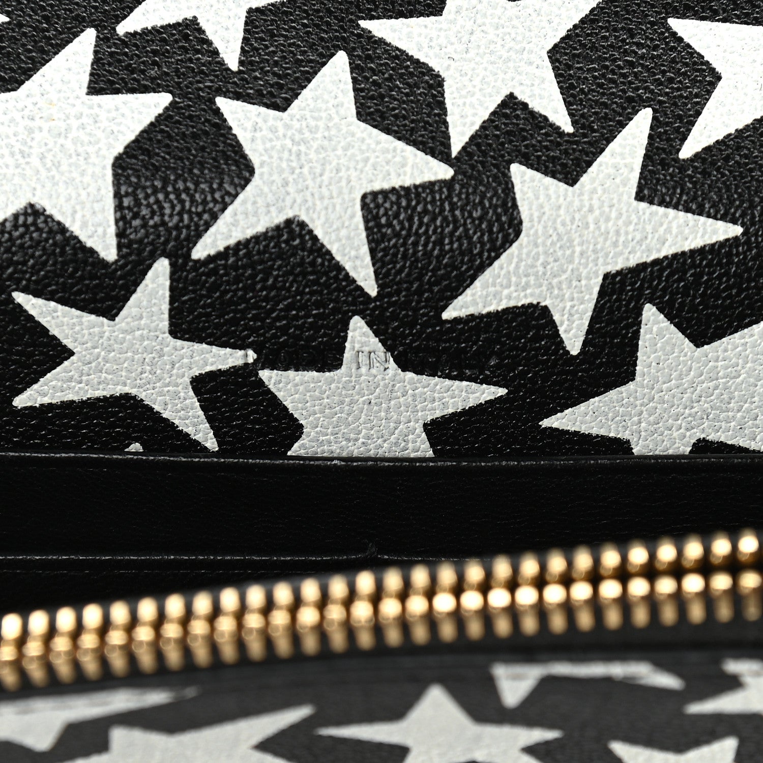 Saint Laurent Lambskin Star Print Monogram Envelope Chain Wallet Black White 6 of 8