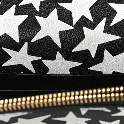 Saint Laurent Lambskin Star Print Monogram Envelope Chain Wallet Black White 6 of 8
