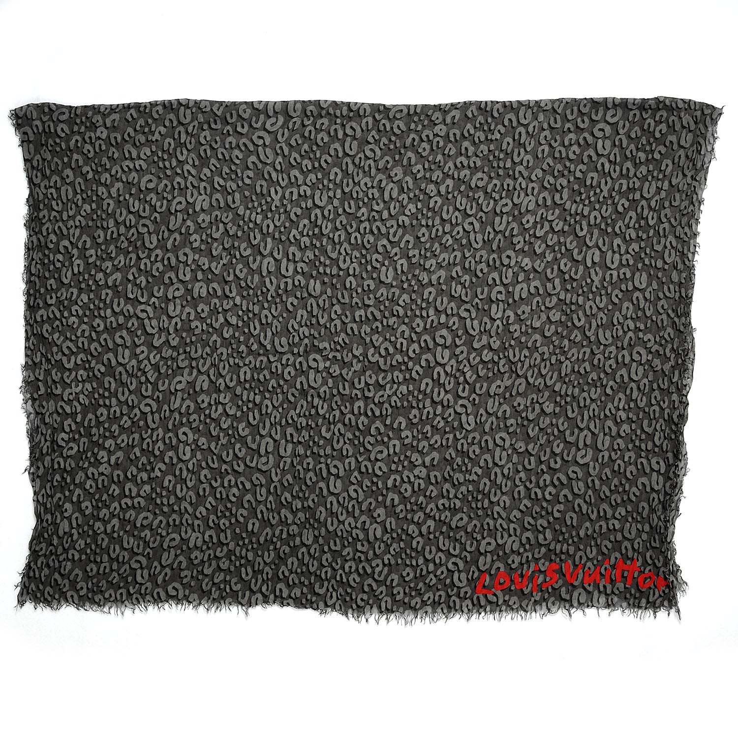 Louis Vuitton Cashmere Silk Leopard Stole Gres 3 of 7