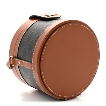 Celine Calfskin Triomphe Canvas Medium Tambour Bag Tan 4 of 10