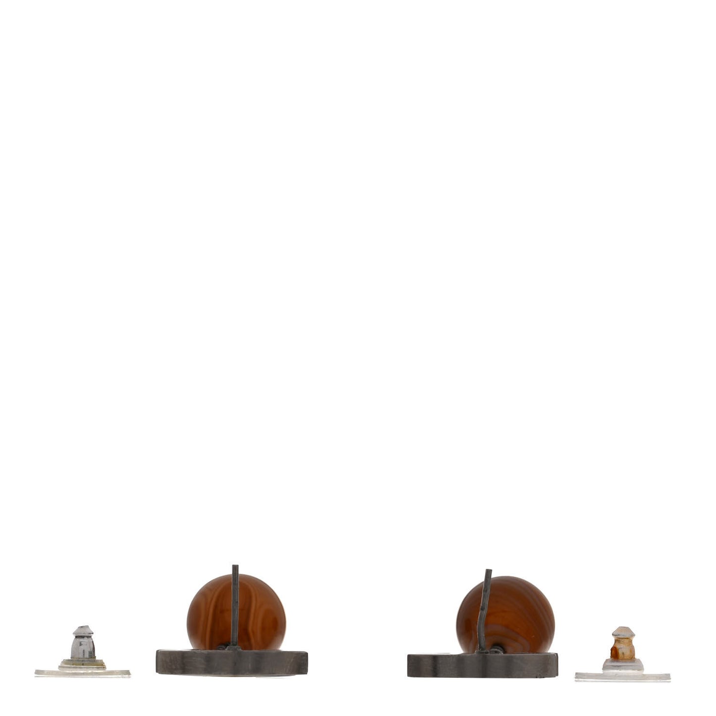 Agate Bead CC Drop Earrings Brown