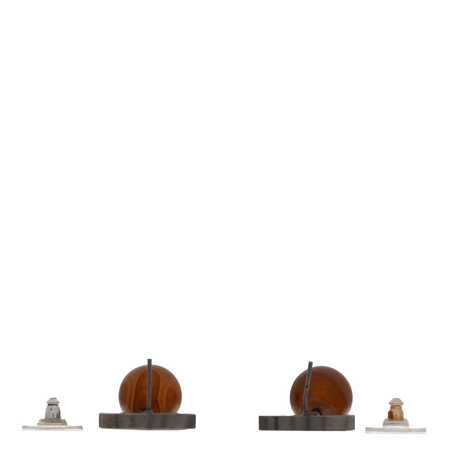 Chanel Agate Bead CC Drop Earrings Brown 3 of 4