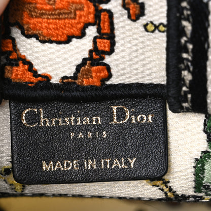 Christian Dior Canvas Embroidered Pixel Zodiac Mini Book Tote Phone Bag Latte Multicolor 6 of 10