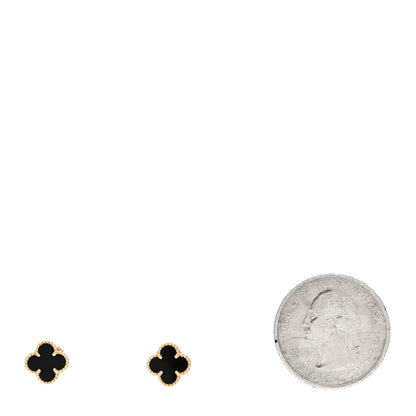 Van Cleef & Arpels 18K Yellow Gold Black Onyx Sweet Alhambra Earrings 2 of 4