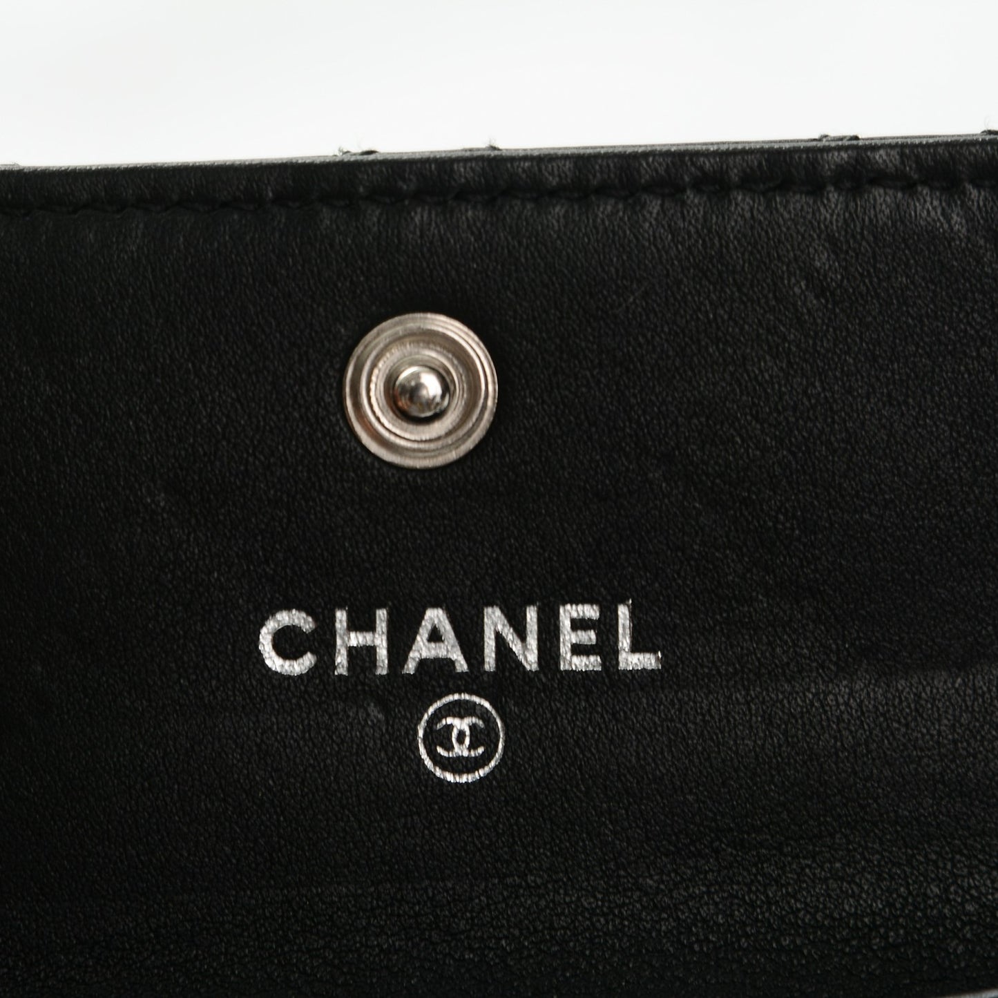 Calfskin Diamond Stitched Card Holder Wallet Black