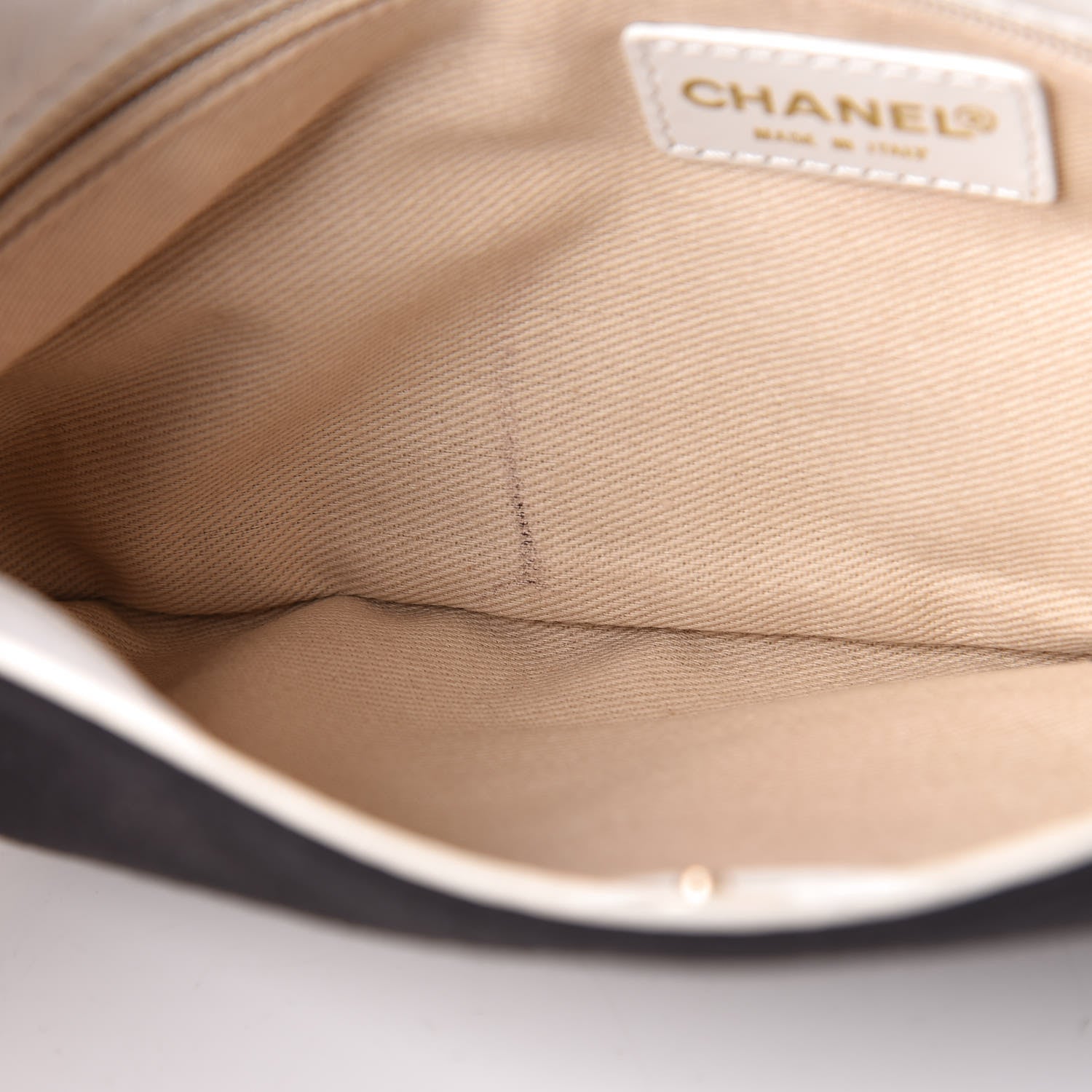 Chanel Lambskin Canvas CC Small Olsen Chain Shoulder Bag White Black 7 of 13