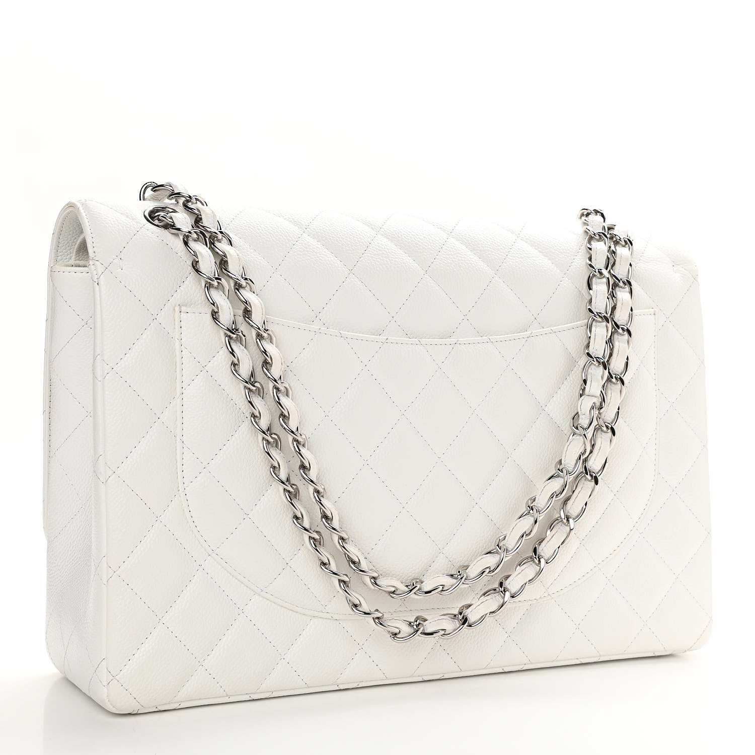 Chanel Caviar Quilted Maxi Double Flap White 3 of 17