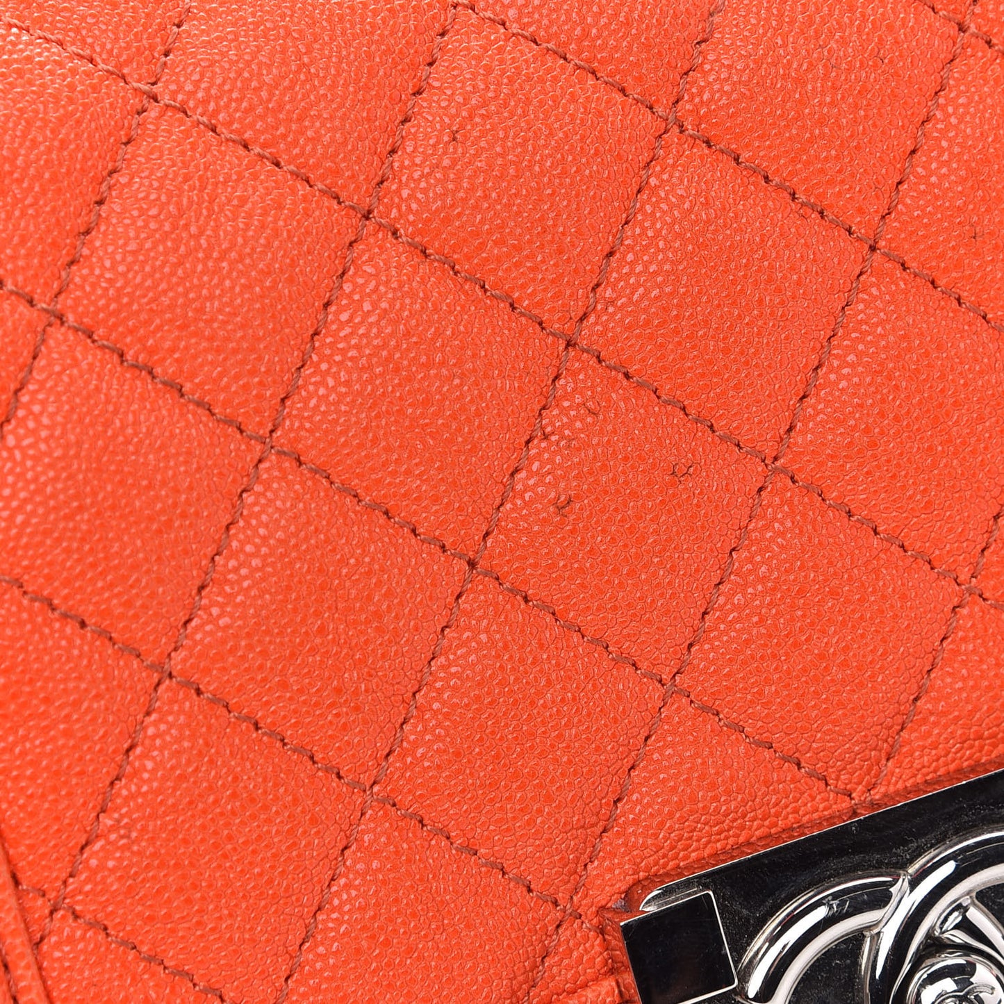 Caviar Quilted Small Boy Flap Orange