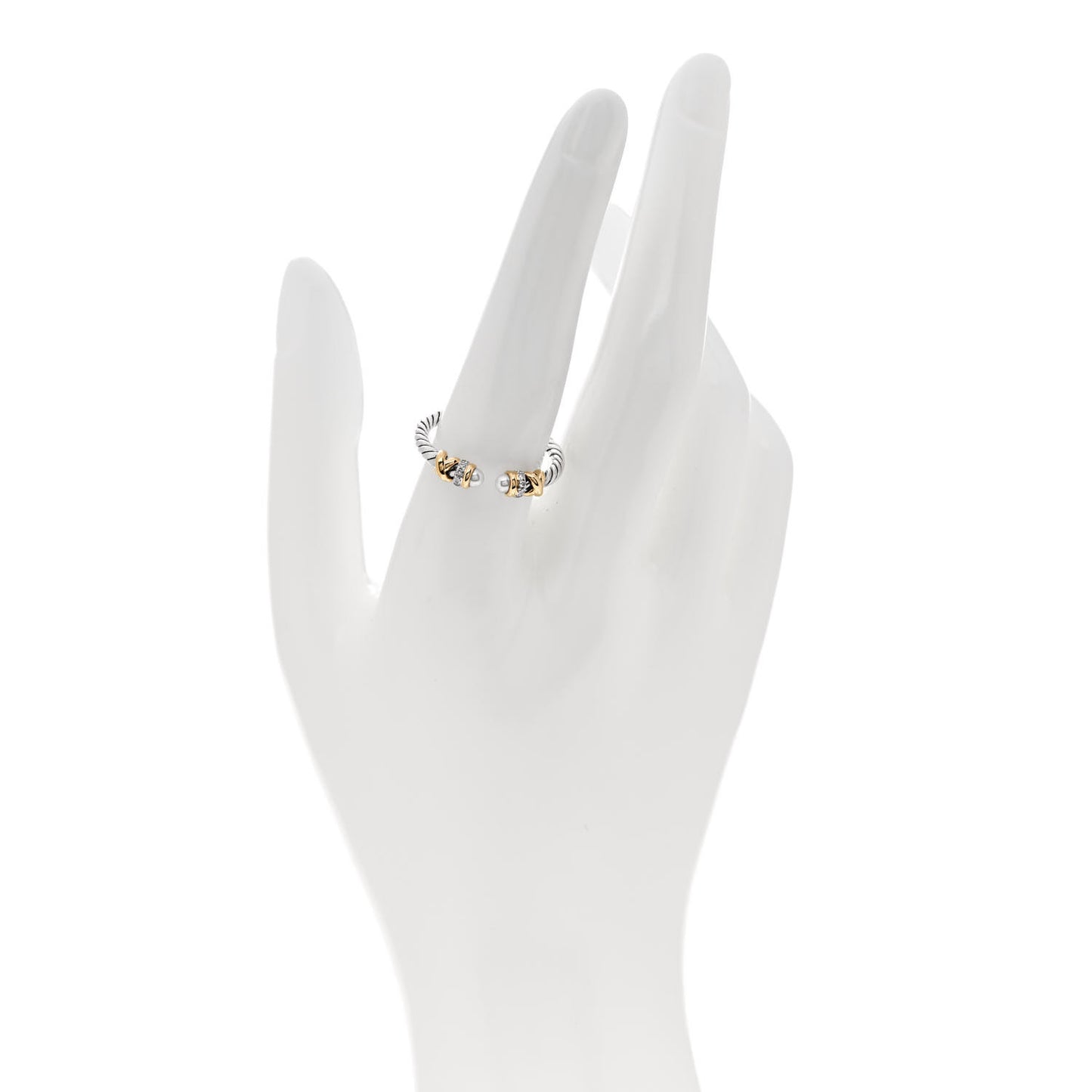 Sterling Silver 18K Yellow Gold Diamond Pearl Petite Helena Ring 57 8