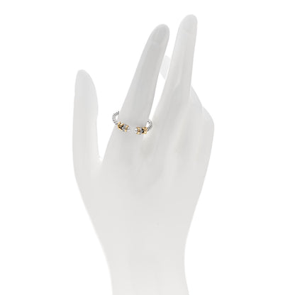 David Yurman Sterling Silver 18K Yellow Gold Diamond Pearl Petite Helena Ring 57 8 2 of 5