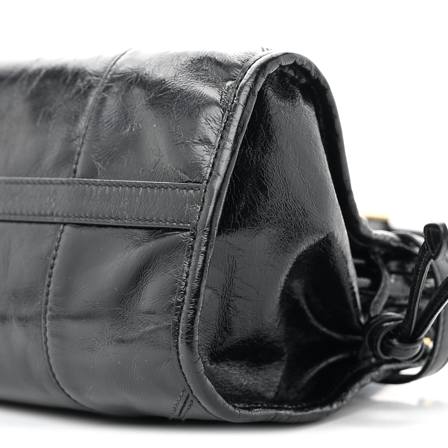 Prada Glossy Calfskin Triangle Medium Bonnie Shoulder Bag Black 10 of 11