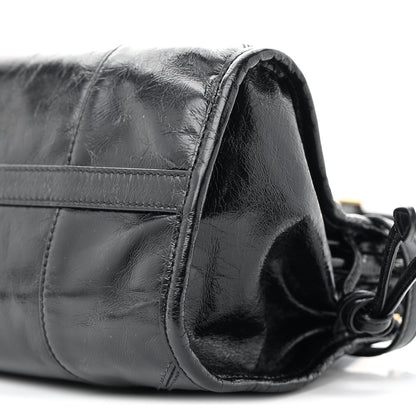 Prada Glossy Calfskin Triangle Medium Bonnie Shoulder Bag Black 10 of 11