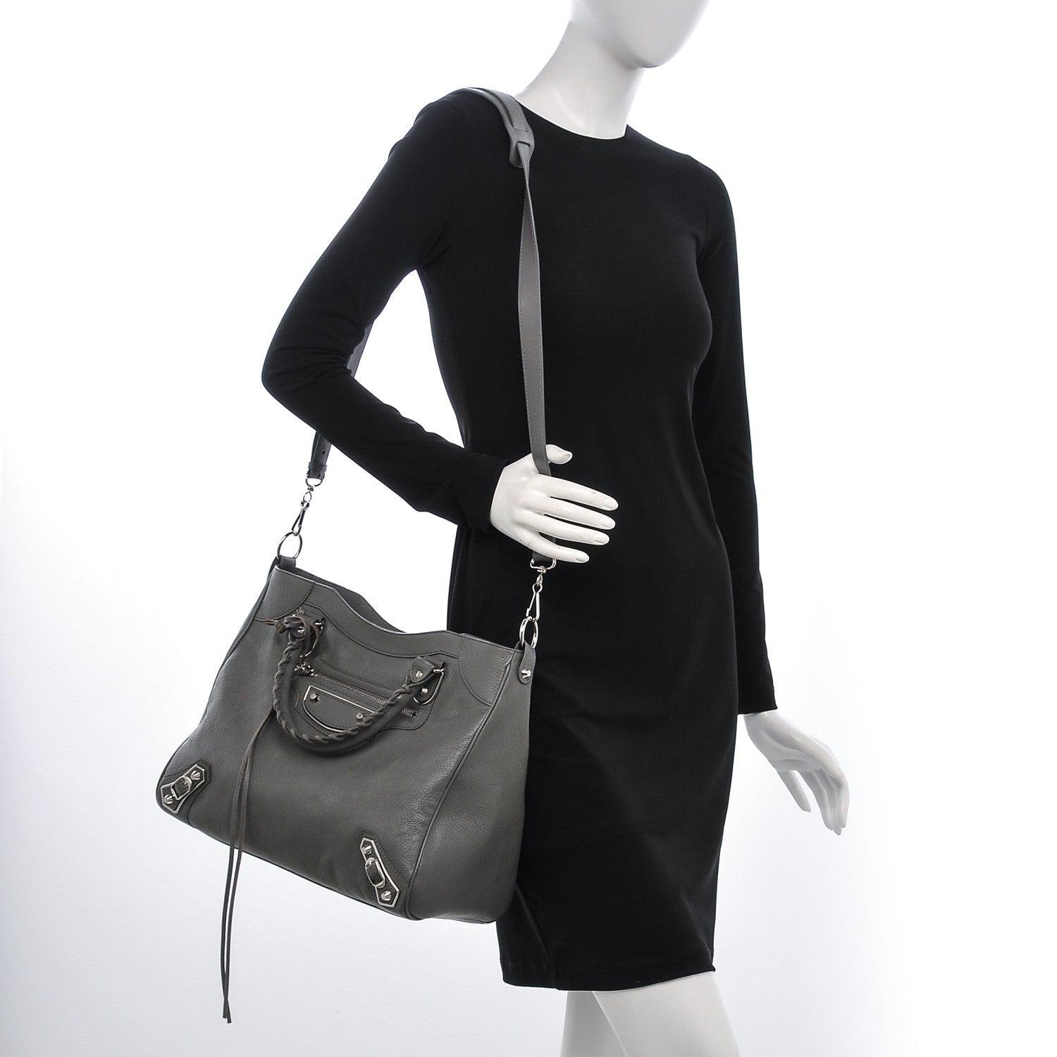 Balenciaga Chevre Silver Metallic Edge Hardware Velo Gris Acier 2 of 7