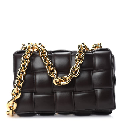 Bottega Veneta Lambskin Maxi Intreccio Padded Chain Cassette Crossbody Bag Black 1 of 12