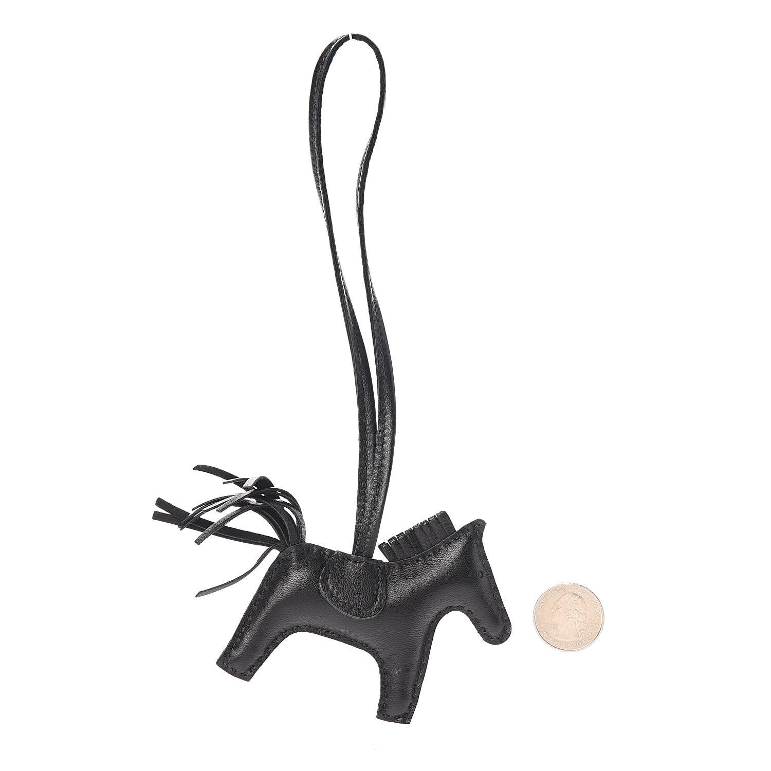 Hermes Milo Lambskin Grigri Rodeo Horse Bag Charm PM So Black 2 of 4