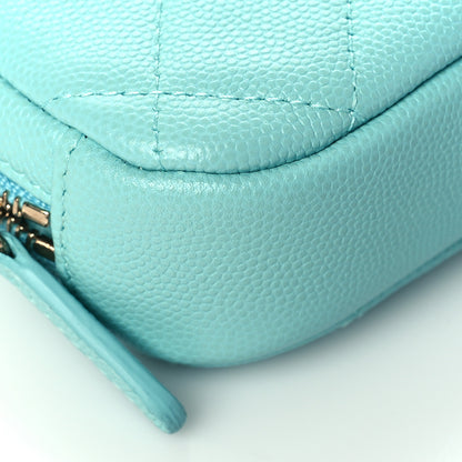 Chanel Caviar Quilted Small Curvy Pouch Cosmetic Case Light Blue 9 of 11