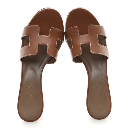 Hermes Calfskin Oasis Sandals 38 Gold 2 of 10