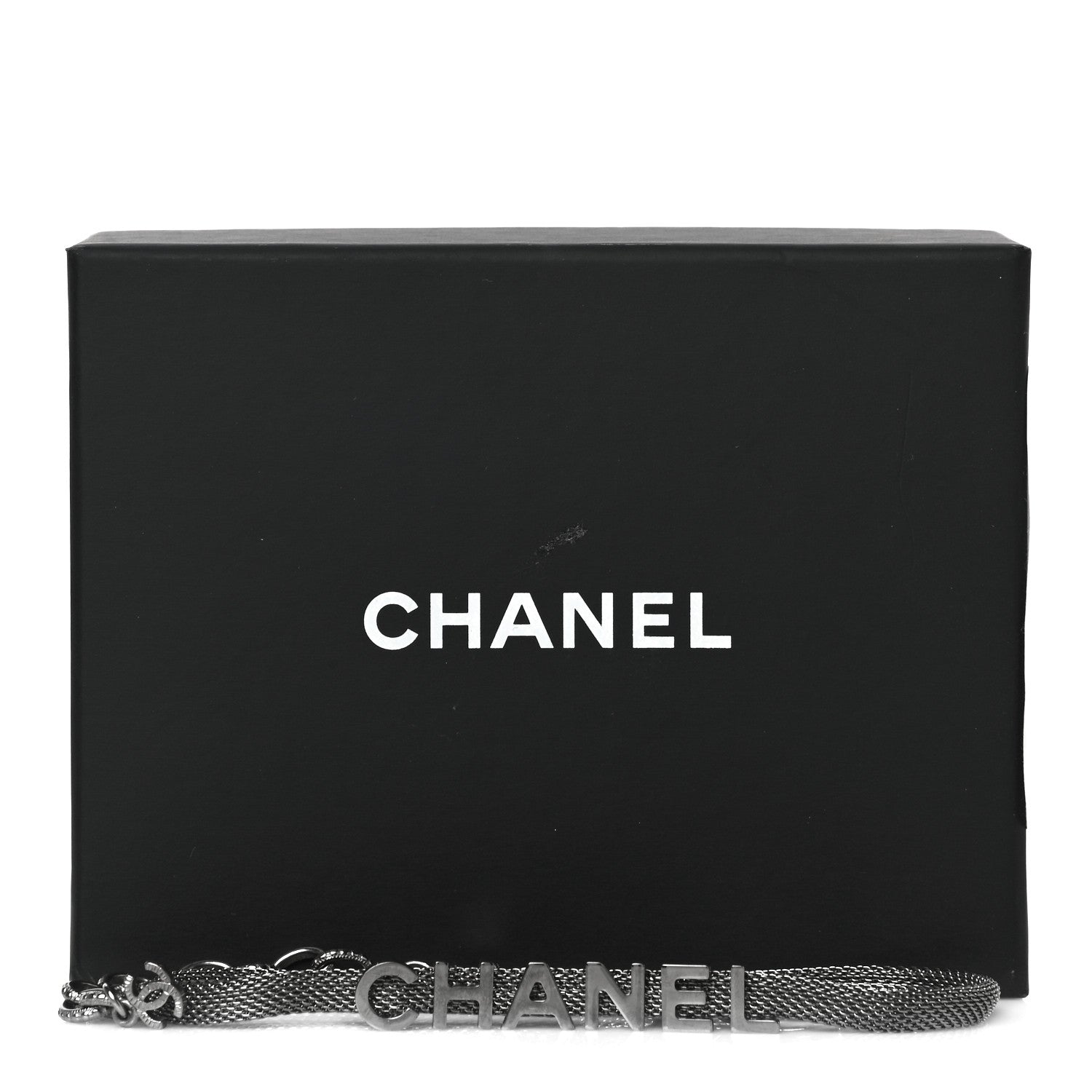 Chanel Metal Logo Choker Necklace Silver 6 of 6
