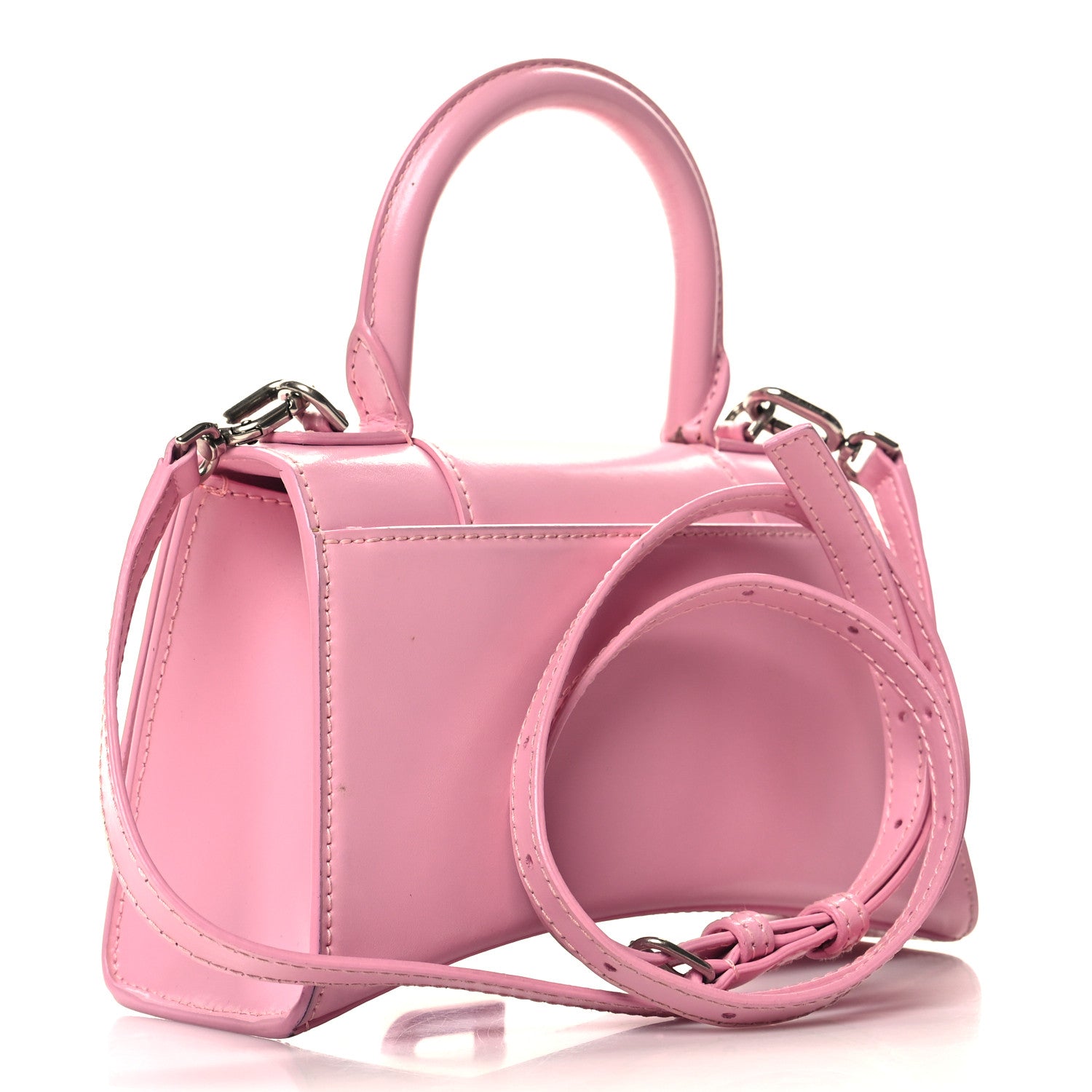 Balenciaga Shiny Box Calfskin Tonal B Hourglass Top Handle Bag XS Candy Pink 3 of 12