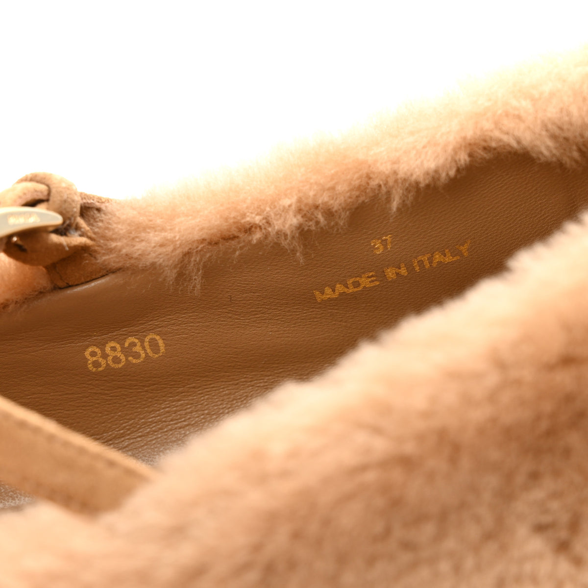 Shearling Triangle Ballerina Flats 37 Caramel