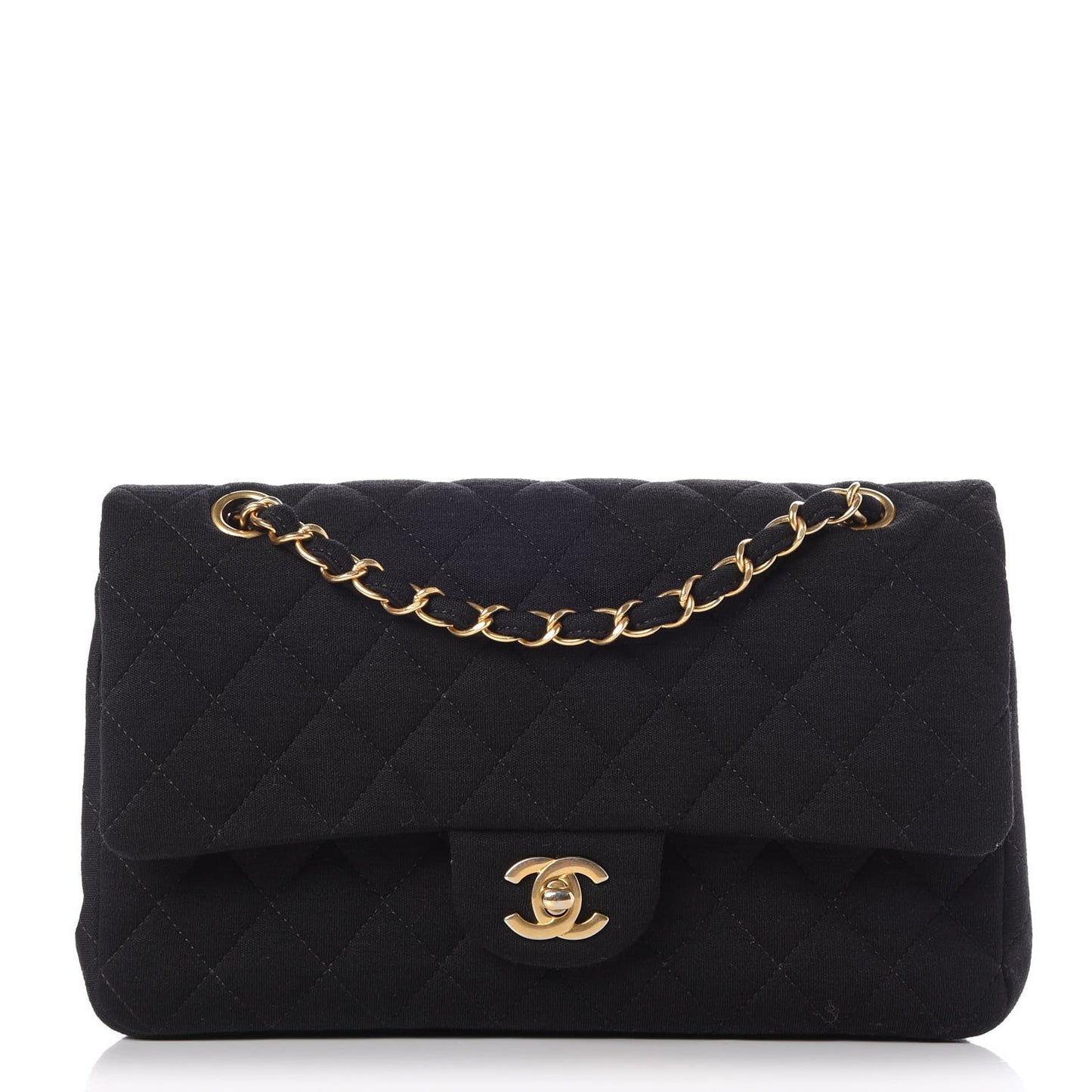 Jersey Quilted Medium Double Flap Black