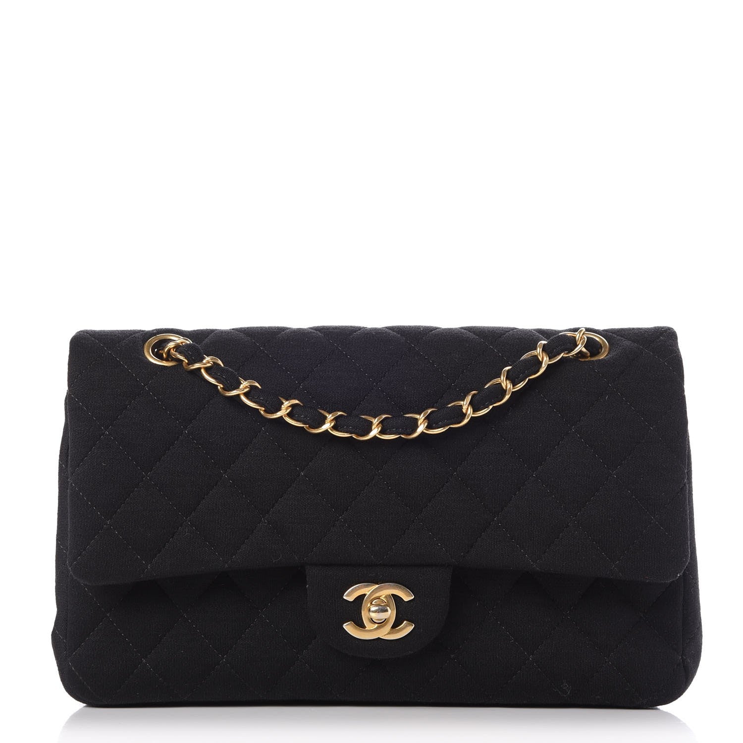 Chanel Jersey Quilted Medium Double Flap Black 1 of 9