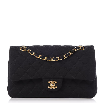 Chanel Jersey Quilted Medium Double Flap Black 1 of 9