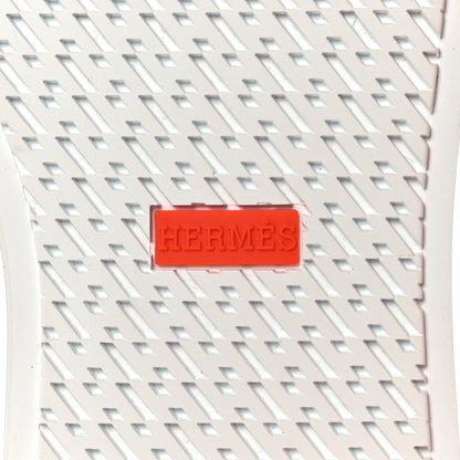 Hermes Calfskin Deep Sneakers 37.5 White Yellow 6 of 8