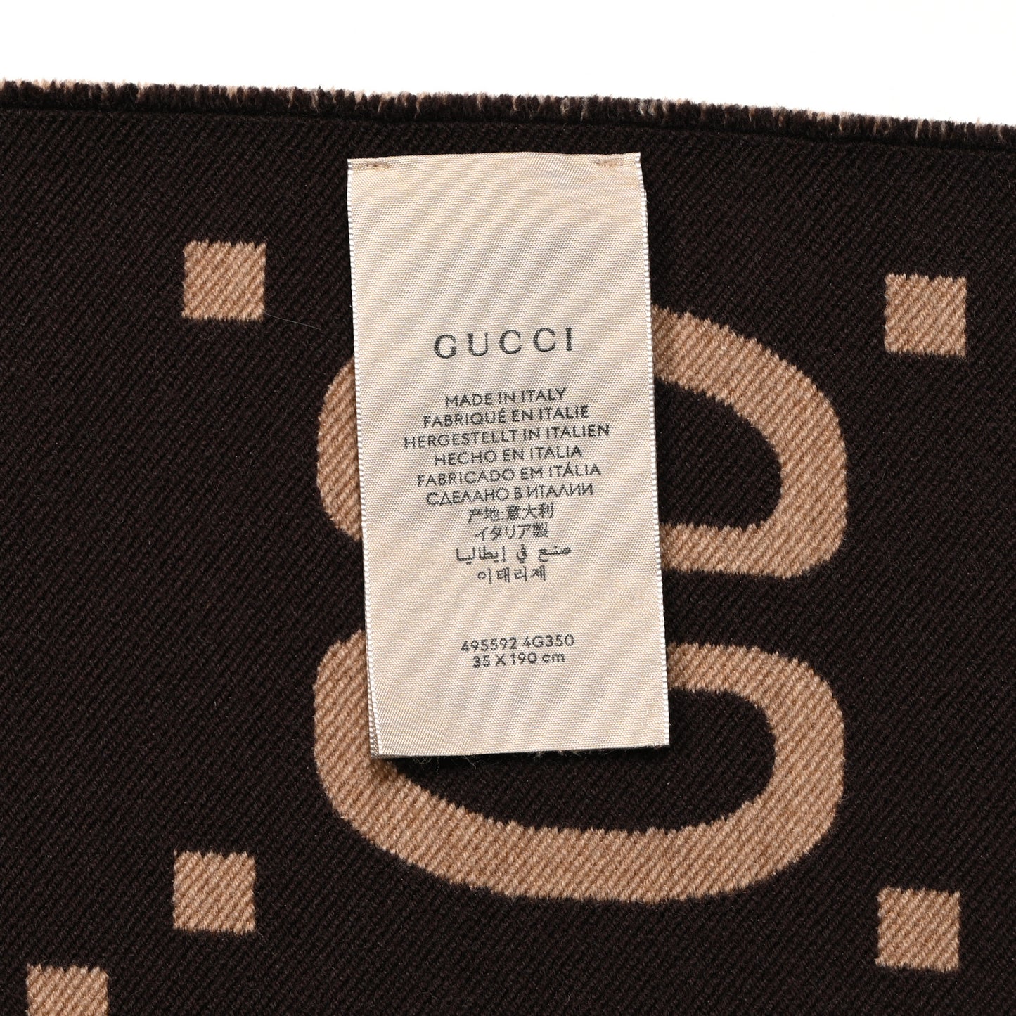 Wool Silk Monogram Jumbo GG Freedom Scarf Dark Brown Beige