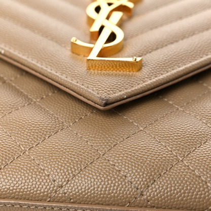 Saint Laurent Grain De Poudre Textured Mixed Matelasse Medium Triquilt Monogram Satchel Natural Tan 17 of 18