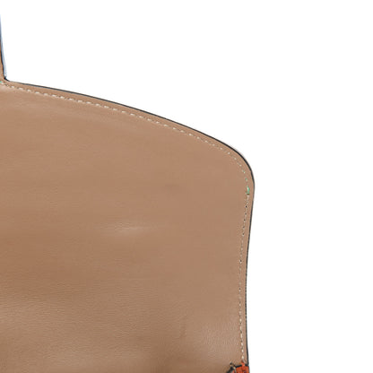 Valentino Garavani Calfskin Rivet Colorblock Double Handle Shoulder Bag Brown Green 10 of 19