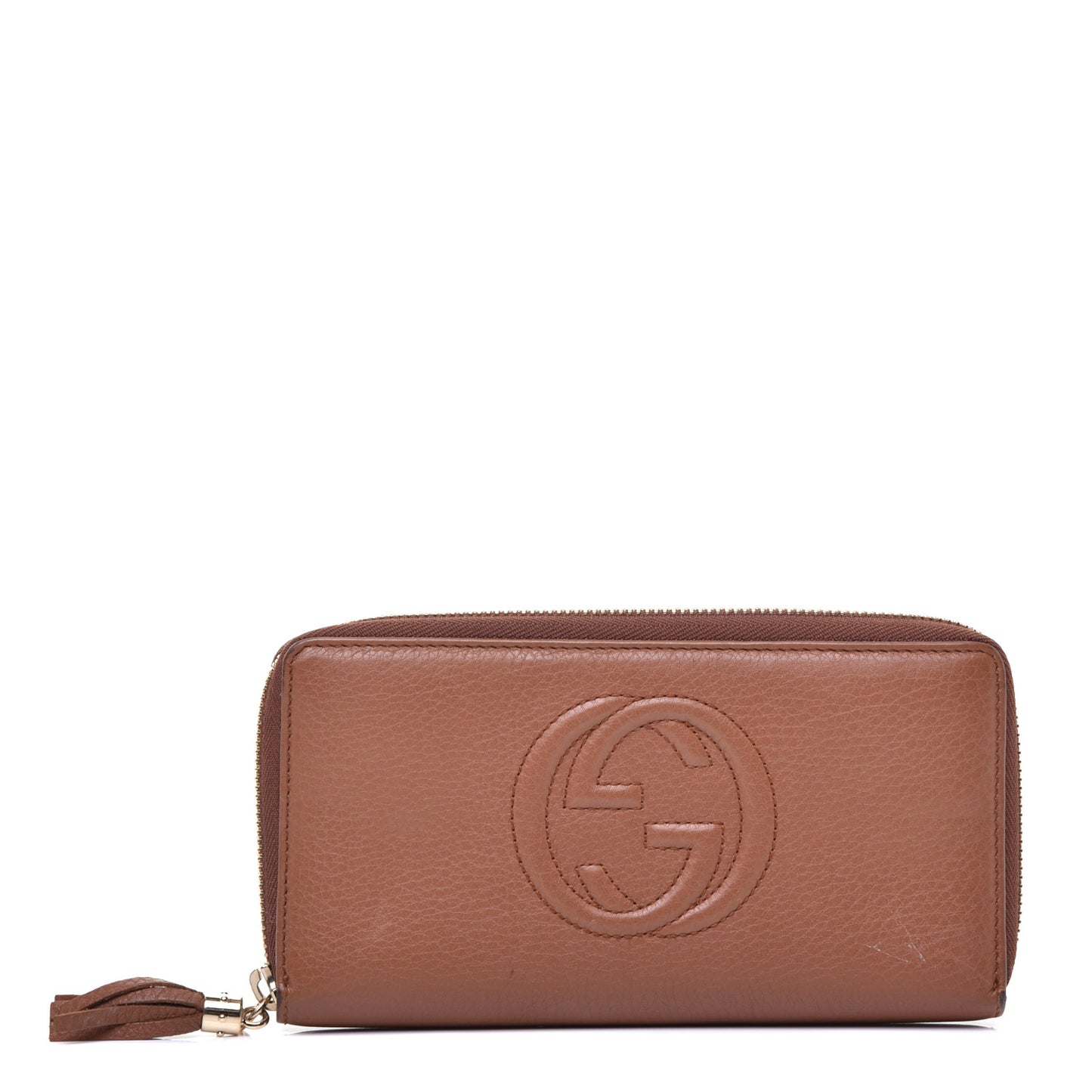 Pebbled Calfskin Soho Zip Around Wallet Brown