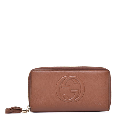 Gucci Pebbled Calfskin Soho Zip Around Wallet Brown 1 of 8
