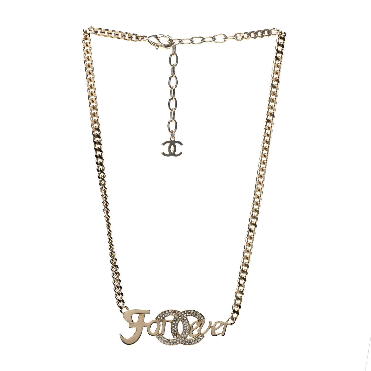 Chanel Crystal CC Forever Necklace Gold 3 of 6